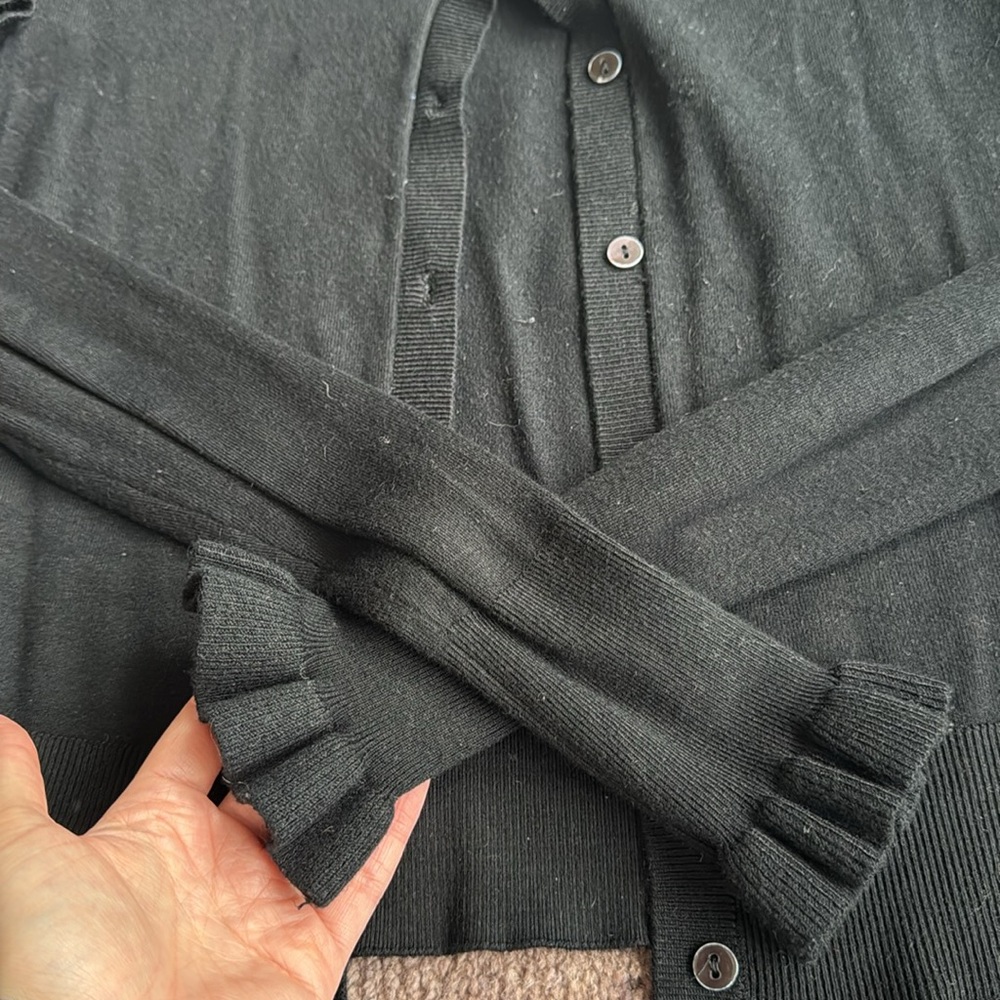 Black Knit Ruffle Cardigan - Picture 5 of 6